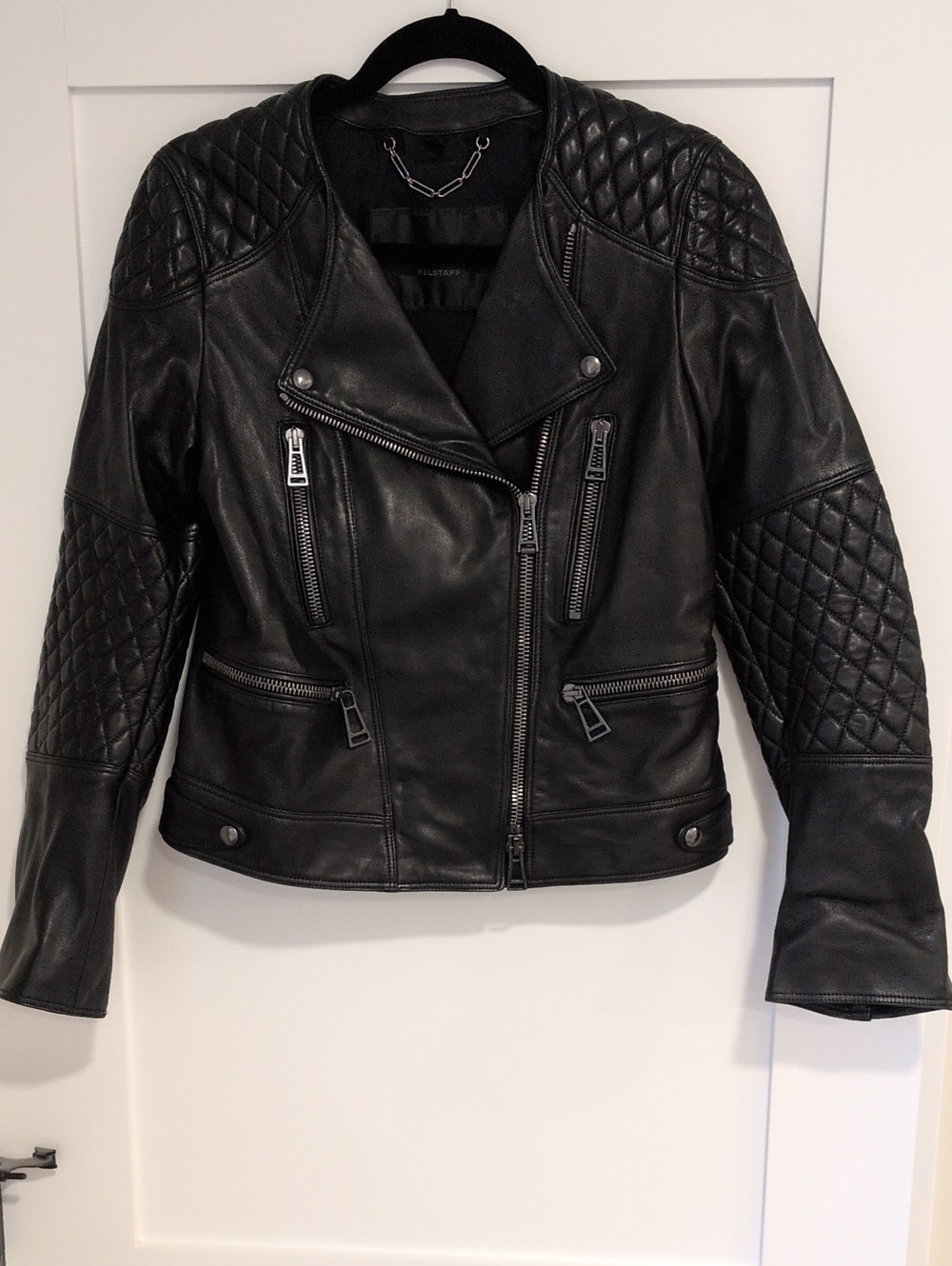 Belstaff Black Quilted Genuine Leather Moto Jacket - Women